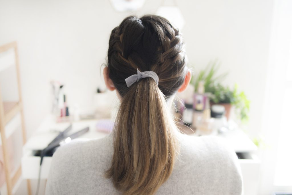 Résultat final de la double french braid ponytail