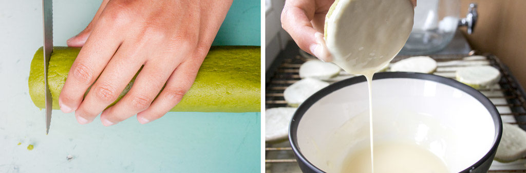 Préparation des sablés au matcha