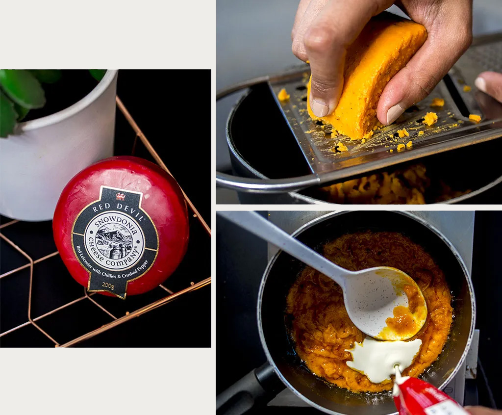 Préparation de la sauce cheddar piquante