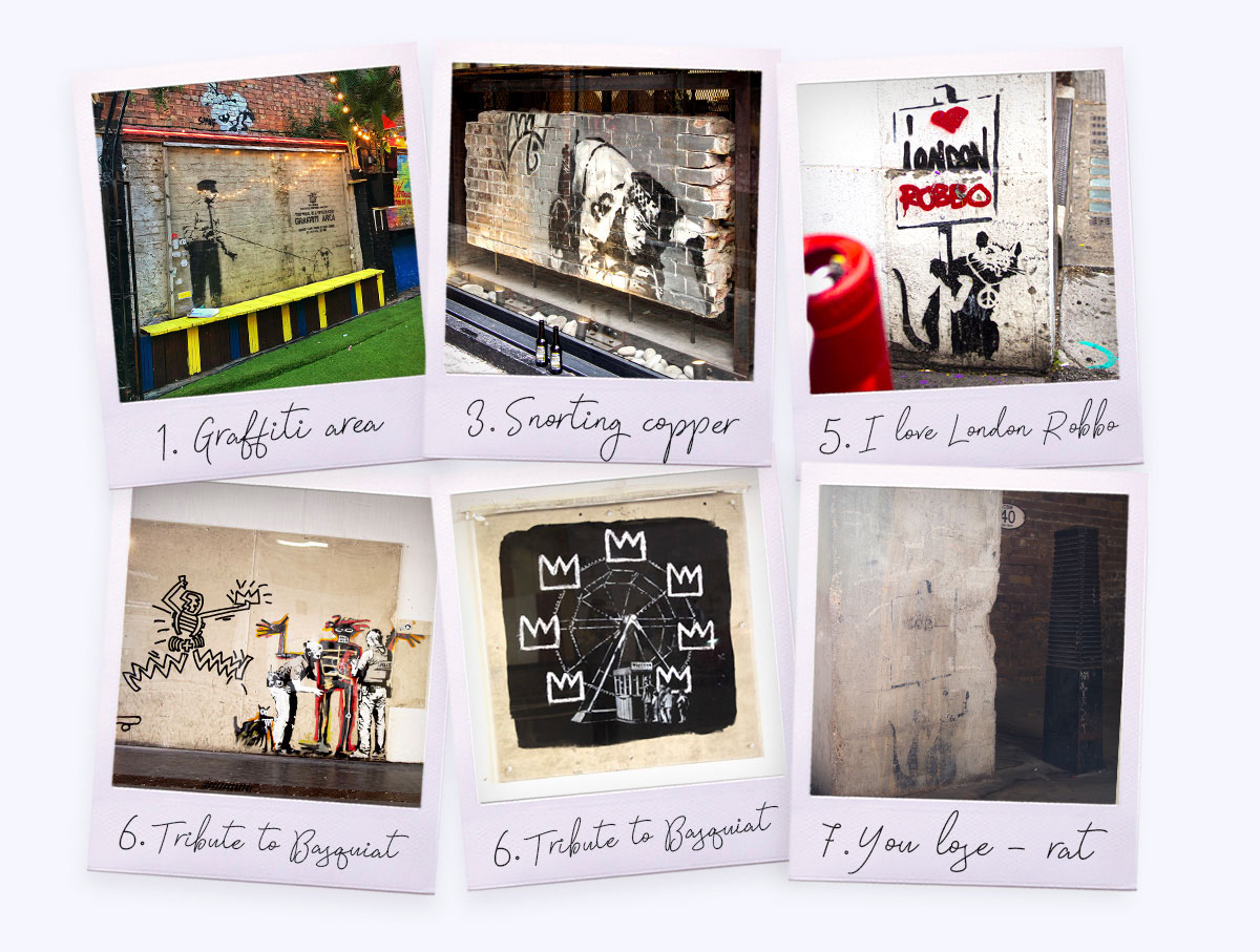 Carte des tags / graffitis de Banksy à Londres