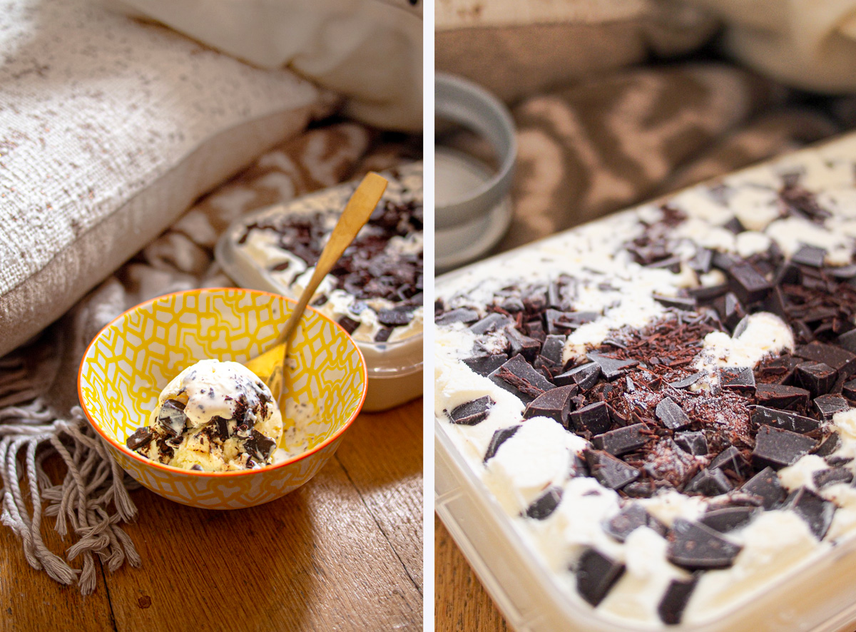 Glace arôme fleur d'oranger & chocolat lindt excellence