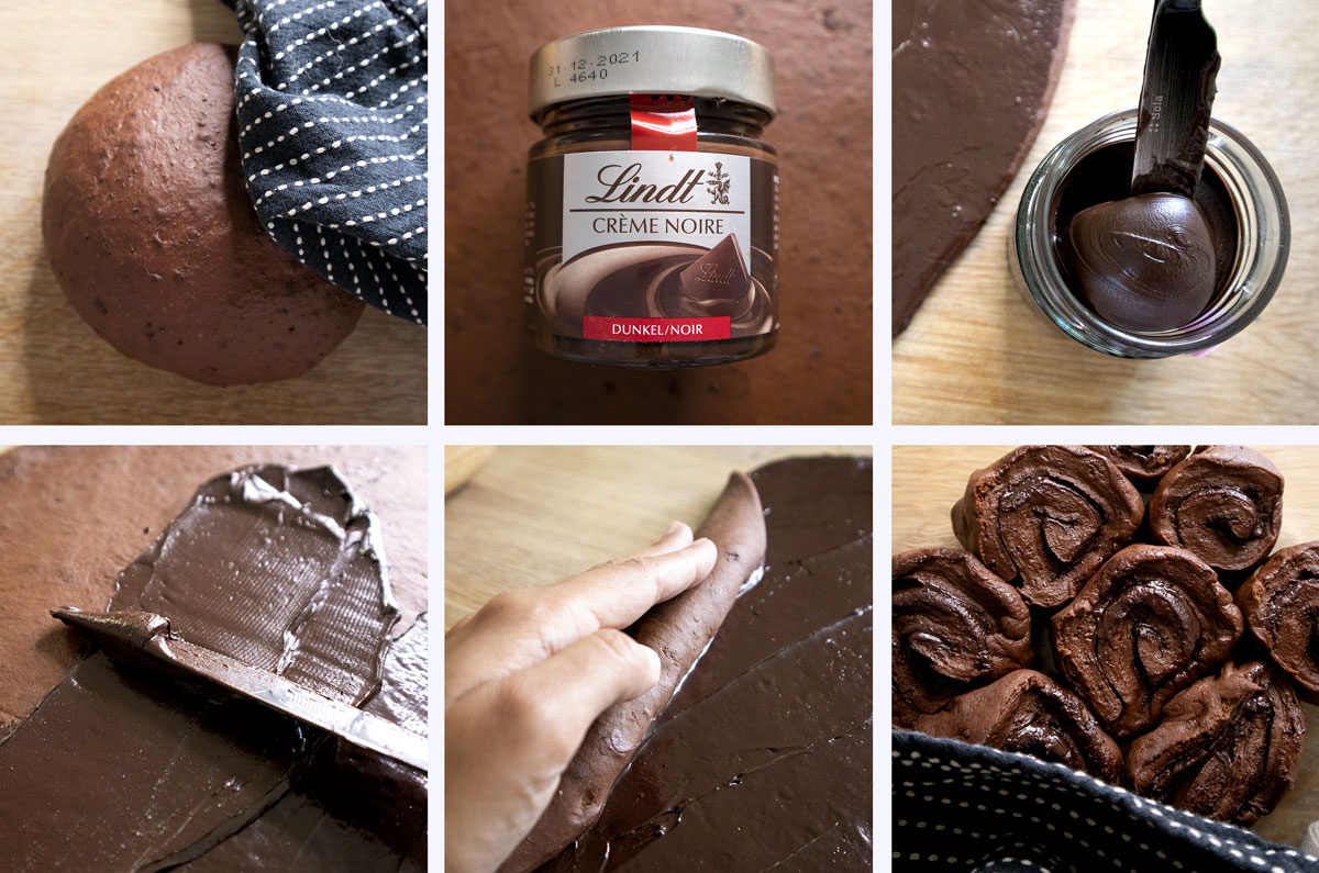 Etape par étape du chocolate rolls