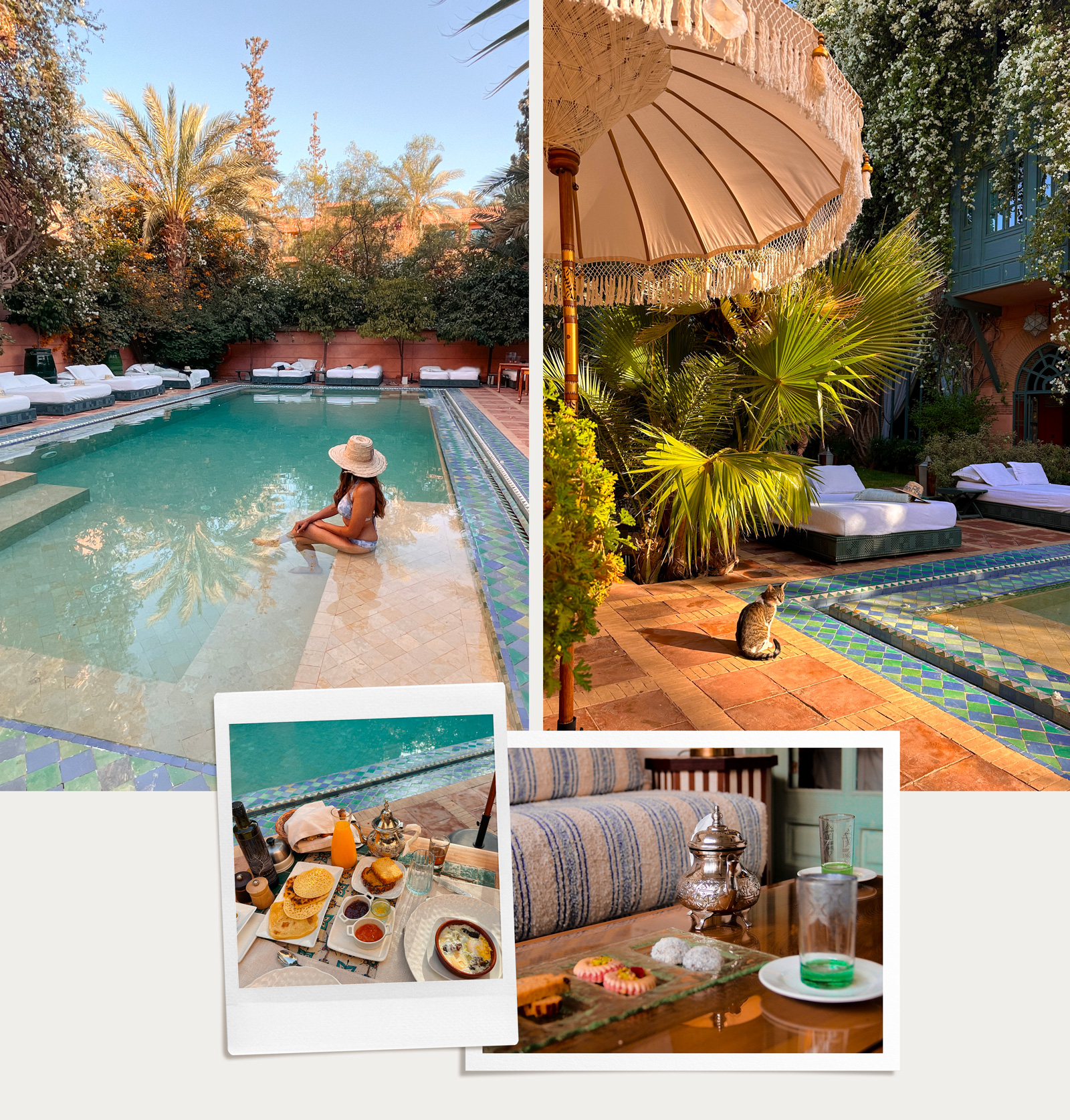 Piscine et petit-déjeuner oriental au Dar Rhizlane à Marrakech