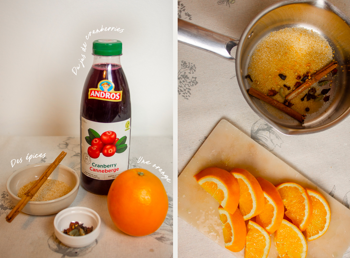 Jus de cranberries chaud aux épices (alternive au vin chaud sans alcool)