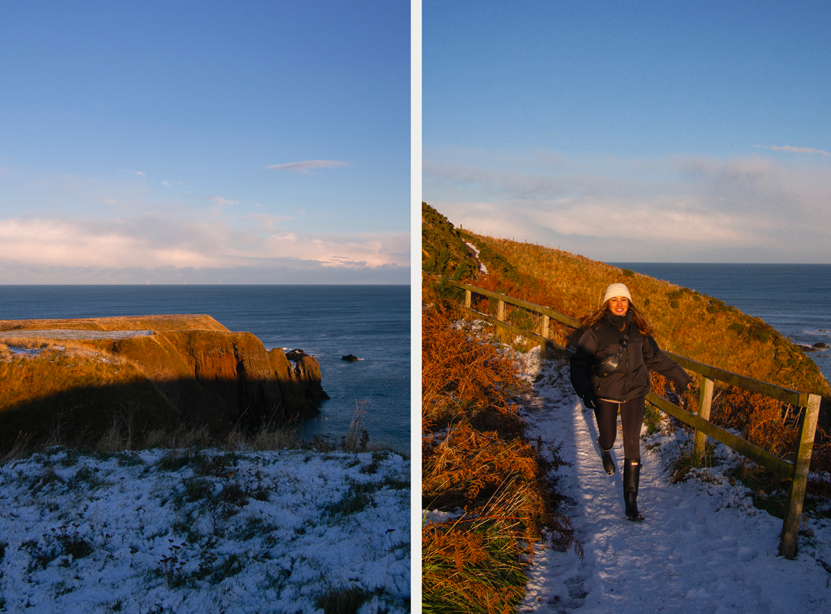 Coucher de soleil le long du Coastal trail entre Stonehaven & Dunnottar Castle