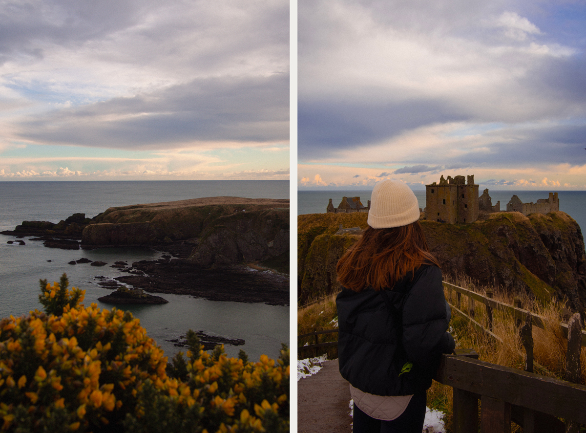 Dunnottar Castle & Stonehaven en Écosse en hiver