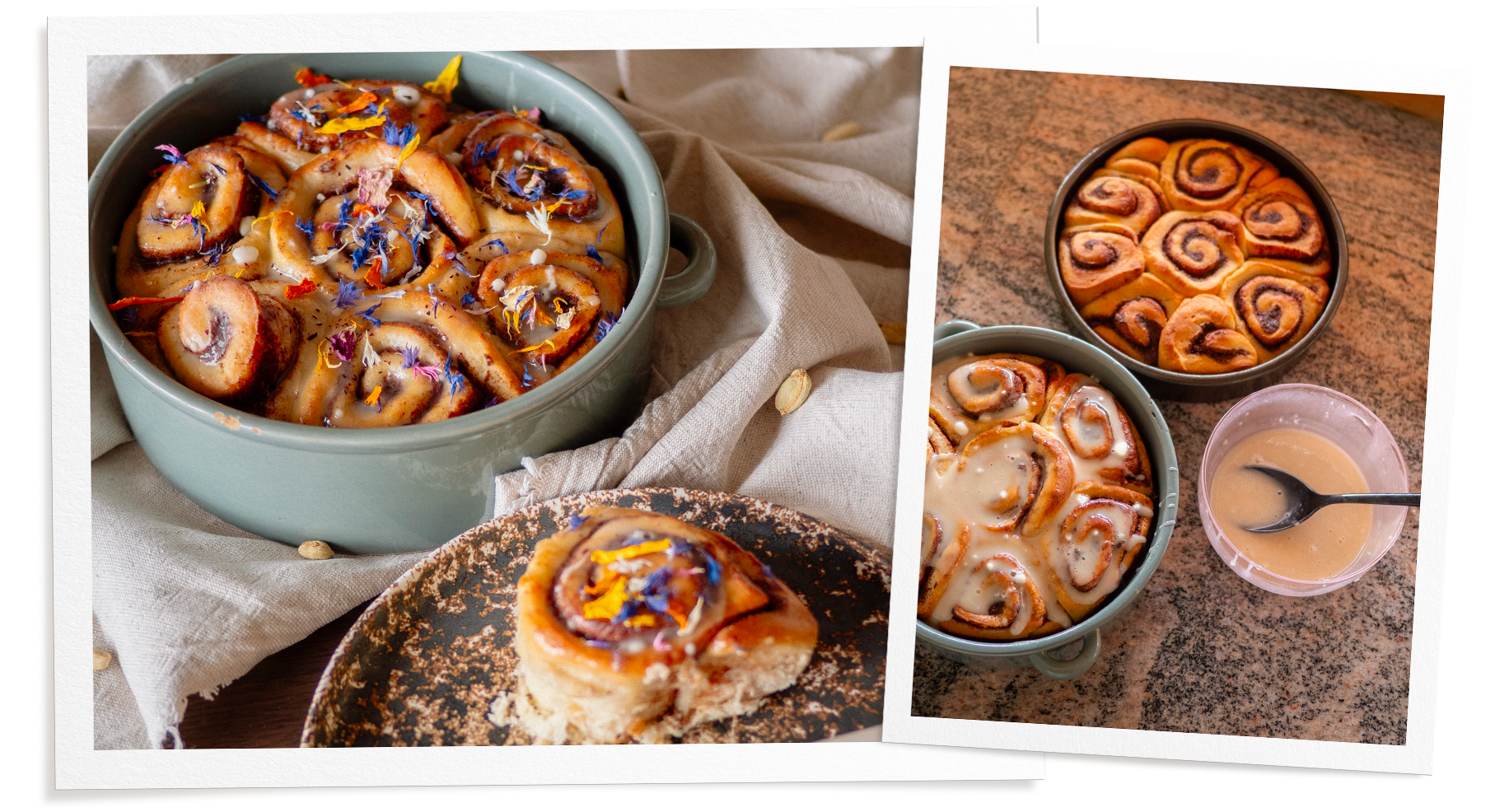 Glaçage des cinnamon rolls et résultat final